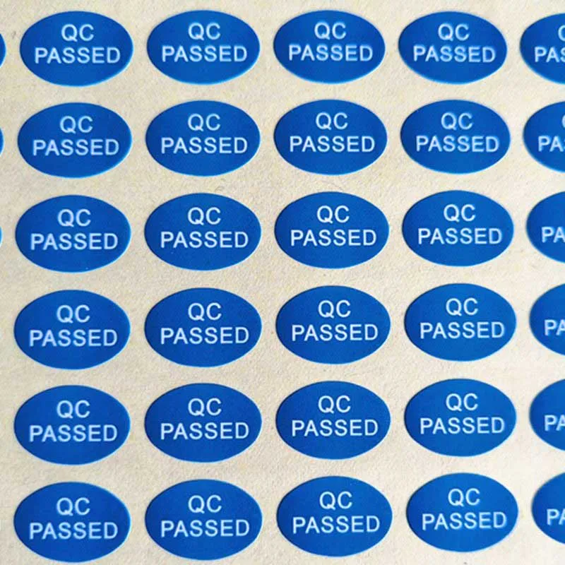 
Custom quality check label factory using die cut waterproof coated paper QC pass sticker 
