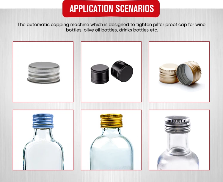 Shrink Pack Automatic Pilfer Proof Cover Liquor Glass Wine Bottles ROPP Aluminum Capping Sealing Screw Locking Capping Machine