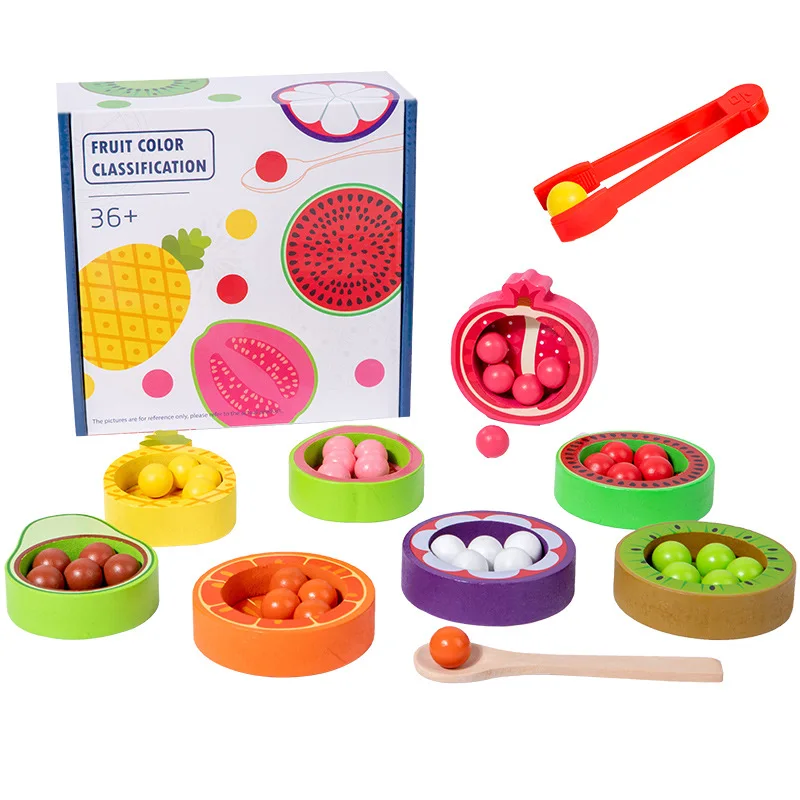 Manufacturers of hot color cognitive classification matching ball toys wooden fun eliminate the same game rainbow beadboard
