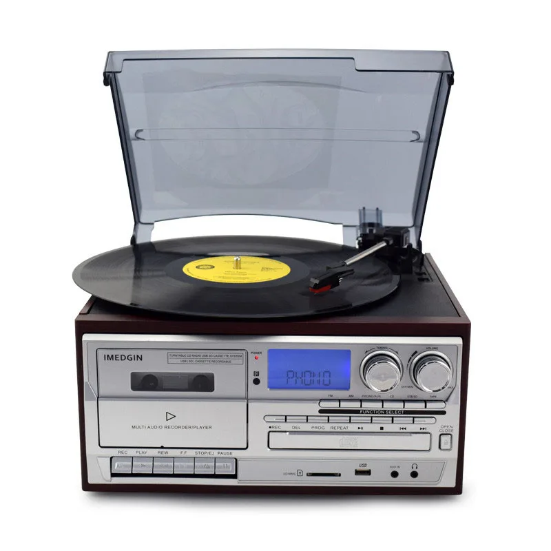 Portable Retro Turntable VINYL Record CD Player Radio