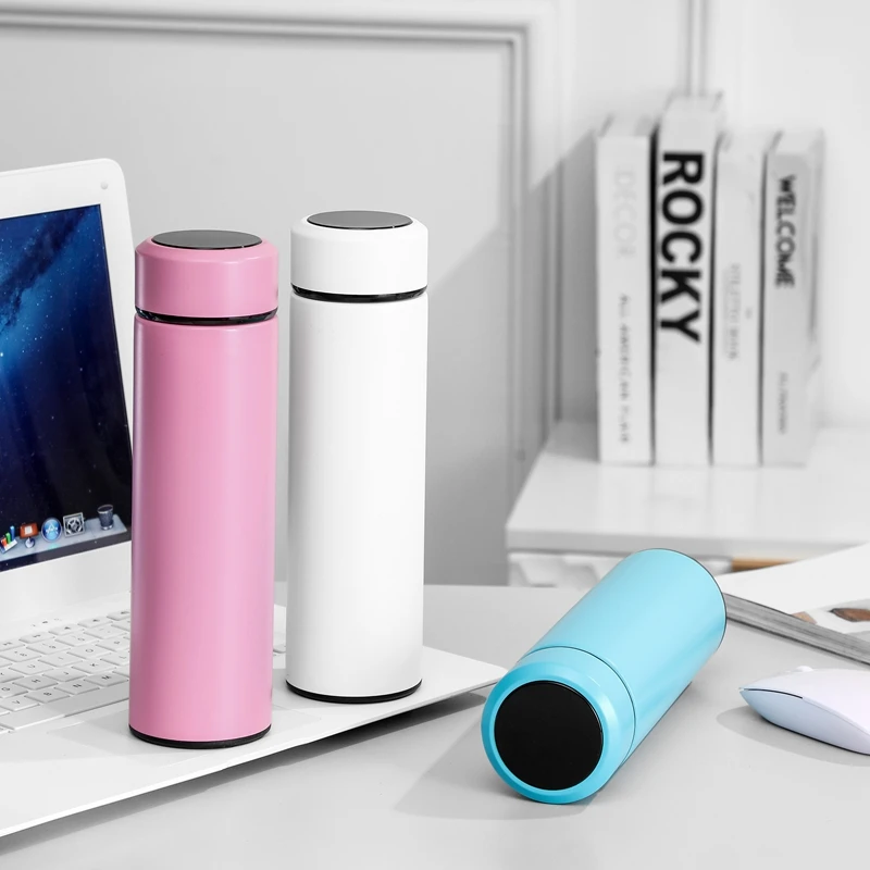 Интеллектуальная термобутылка для воды из нержавеющей стали 17 унций 304, модная вакуумная колба с функцией измерения температуры