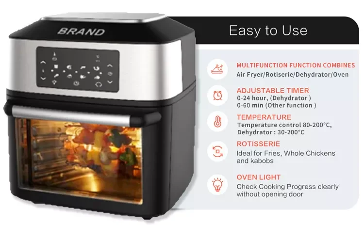 QANA Multifunction Function Combines Air Fryer Toaster Oven Combo 7-in-1 Convection Oven Countertop 18l Capacity Pizza Hot Dryer