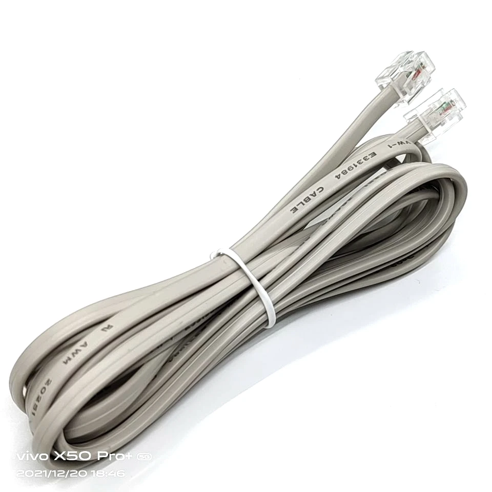 2-core 26awg telephone extension wire RJ11 / RJ11 telephone adapter extension wire
