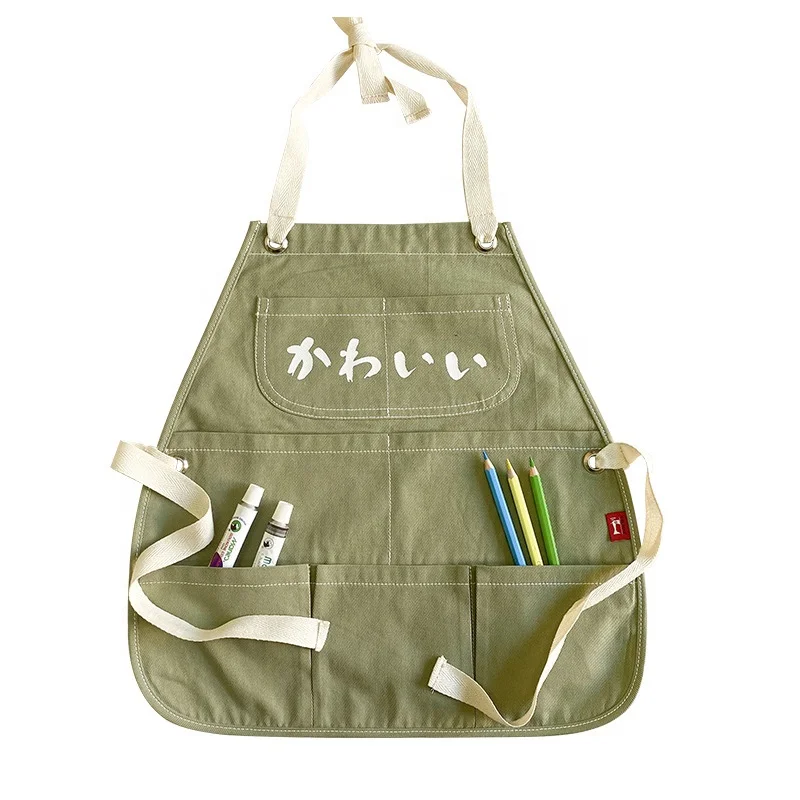 Blank Child Garden Chef Kitchen School Cute Mini Children Paint Cotton Canvas Painting Cooking Kids Apron