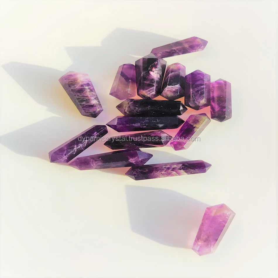 
Amethyst crystal double terminated polished pencils individually listed. Healing high quality Reiki energy blessed jewel for wis 