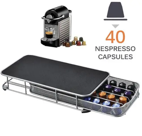 40 Capsule Capacity Coffee Organizer Holder, Nespresso Coffee Pod Storage Drawer Holder for Office Home