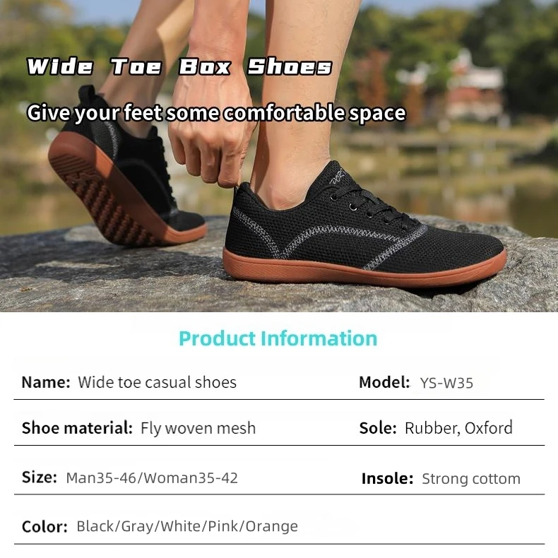 Yoris  Black Wide Toe Box Magic Closure Barefoot Fitness Gym Yoga Trainer Trail Running Shoes For Men