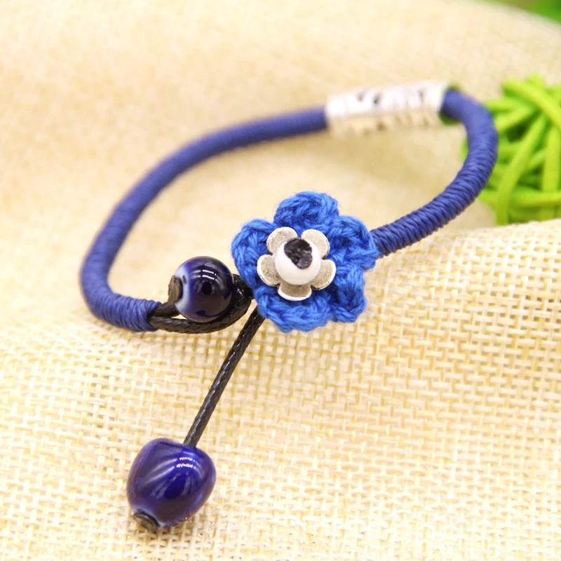 Ethnic Style Love Woven Flower Fashion Bracelet Female elbow ceramic loose bead jewelry wholesale