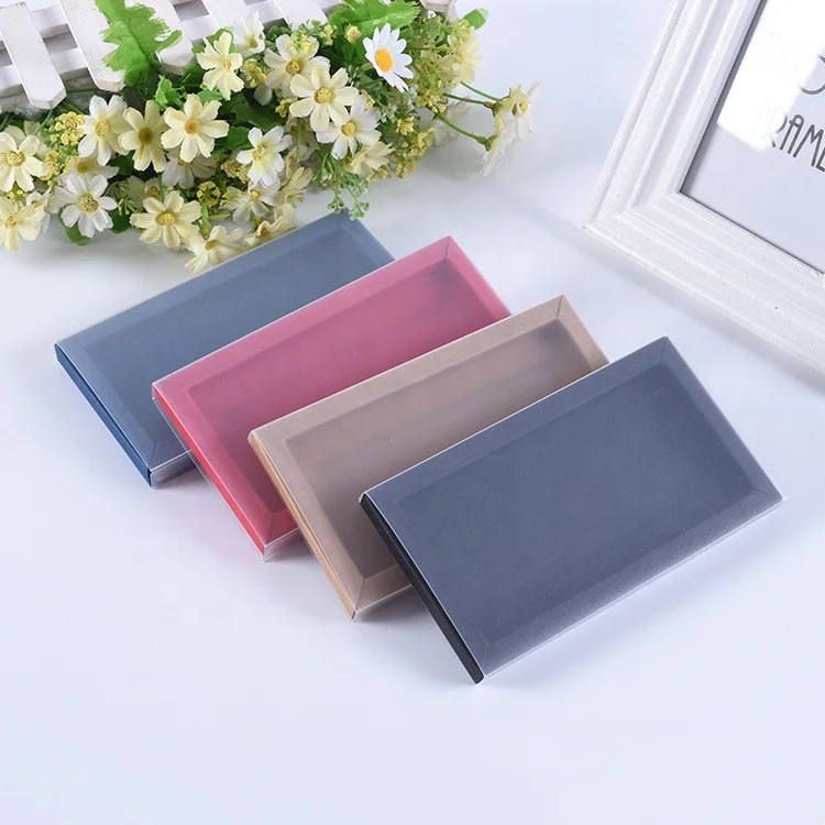 Drawer style sliding out kraft paper phone case retail packaging gift box with frost PVC sleeve