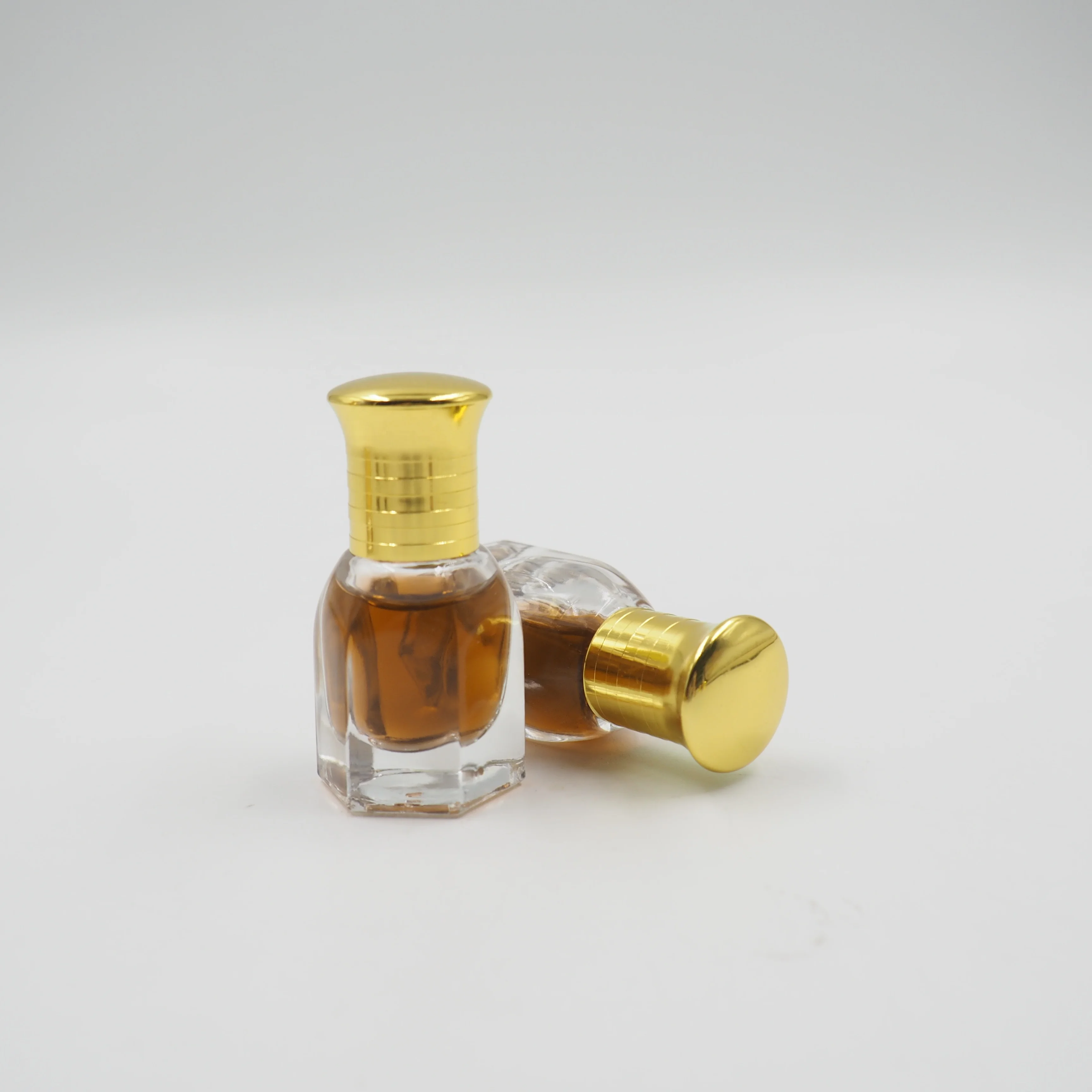 Wholesale 3ml 6ml 12ml Custom Logo Oud Oil Hexagon Fancy Attar Tola Glass Bottle for OUD Oil