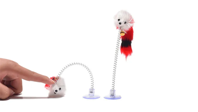 
Factory direct selling suction cup spring mouse cats toys interactive toy pet 