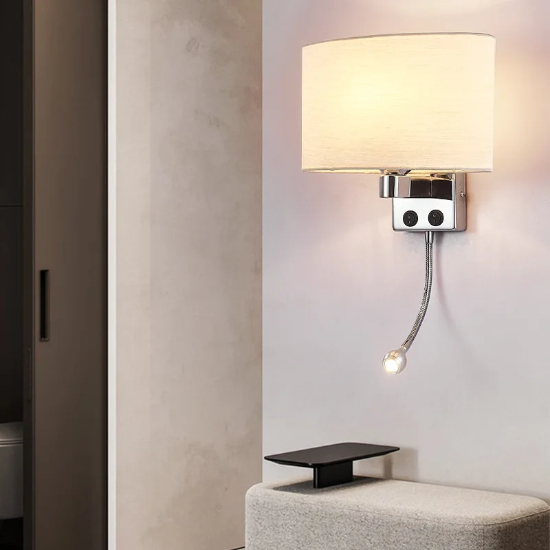 Design Interior Bedside Wall Lights Lamp Creative Decoration Minimalist Line Nordic Gold Fabric Indoor Modern Led Wall Lamps