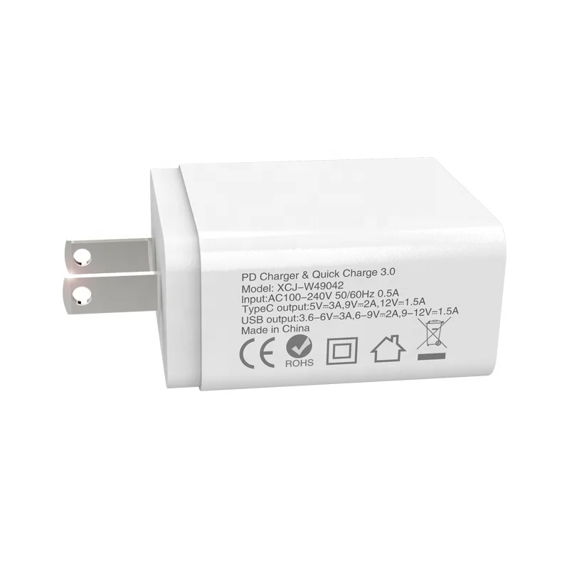 Сетевое зарядное устройство pd type-c usb 18 Вт с вилкой для ЕС и США