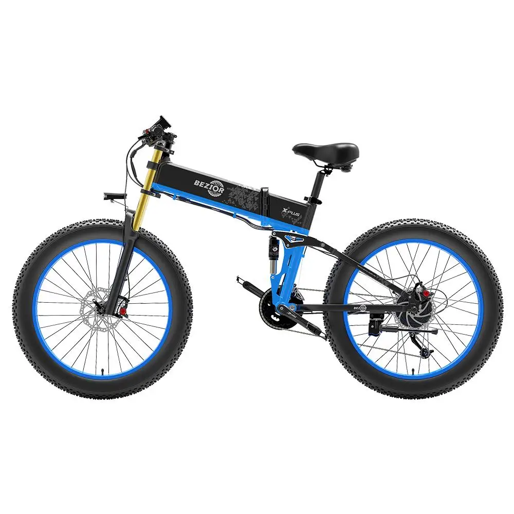 BEZIOR X-PLUS Hybrid Electric Bicyclette Adults 1500W Brushless Motor E Bikes Fat Tire Mountain Electric Bicycle
