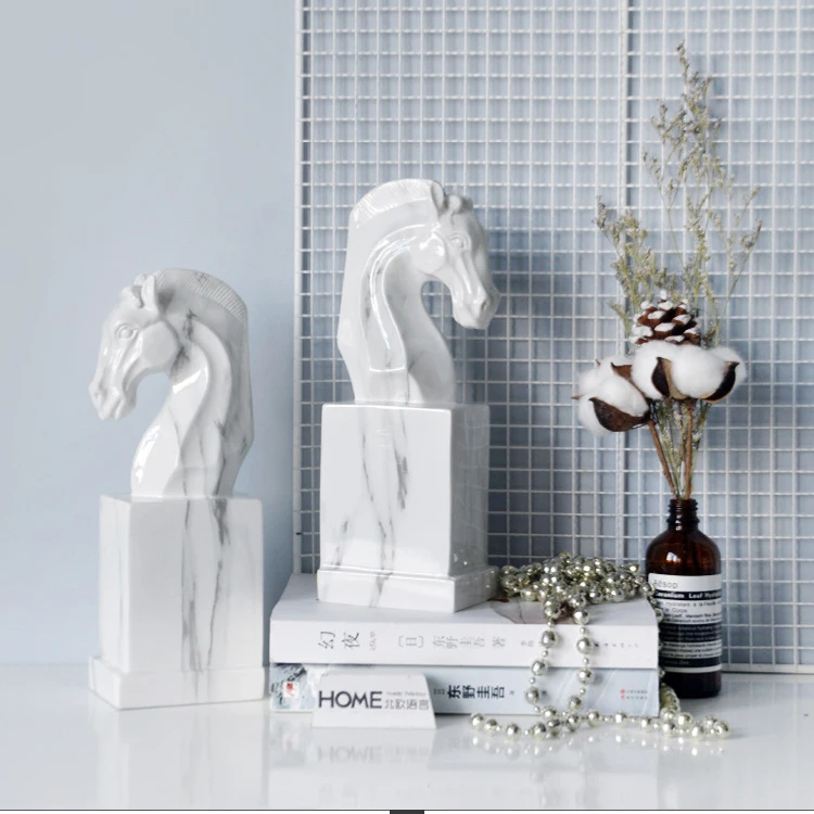 Nordic creative bookend ornaments home decoration study office decoration resin crafts horse head bookend