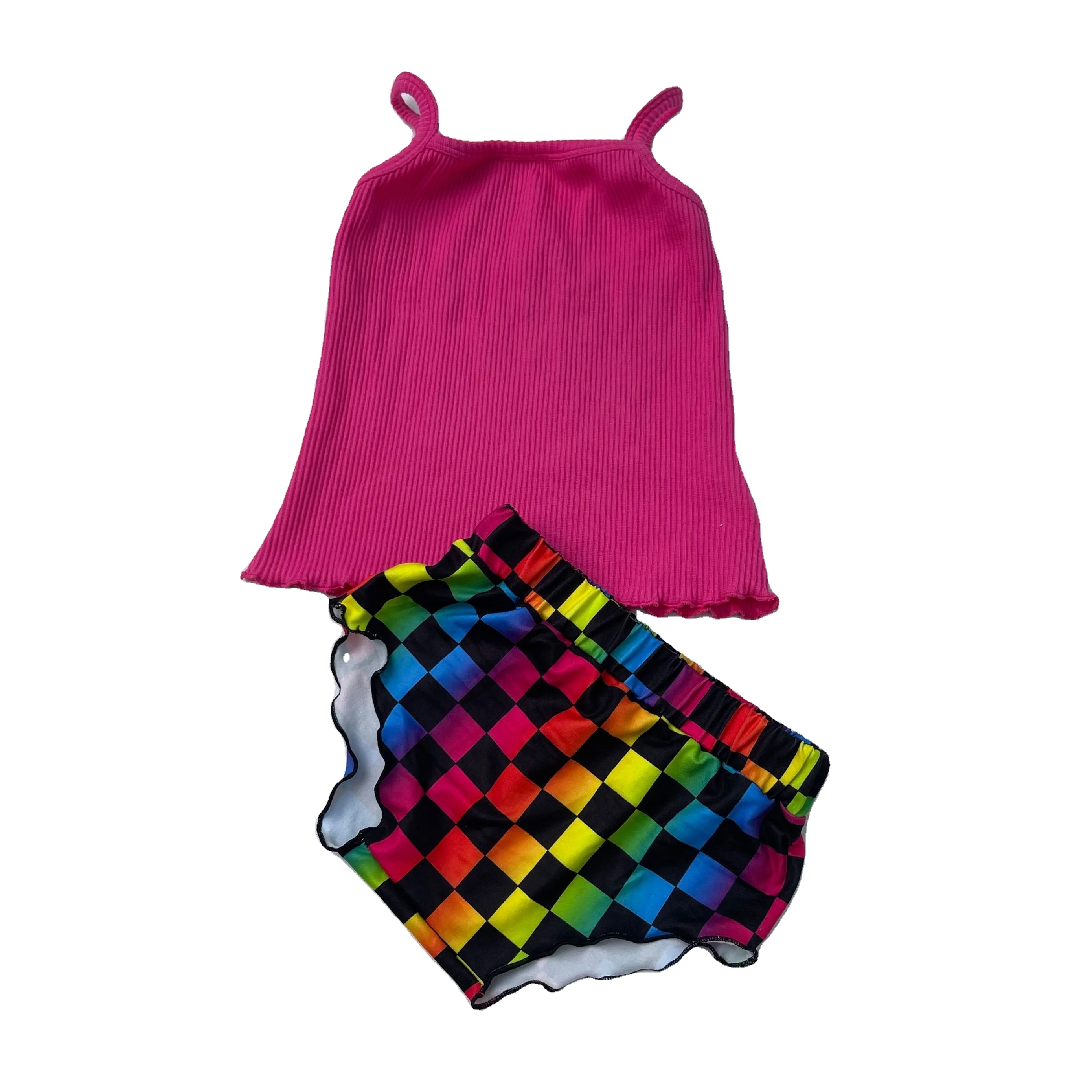 Custom Infants and Toddlers Girls clothing sets Boutique Tank Top Suit Summer Girls Flower T-Shirt Shorts Two-Piece Set