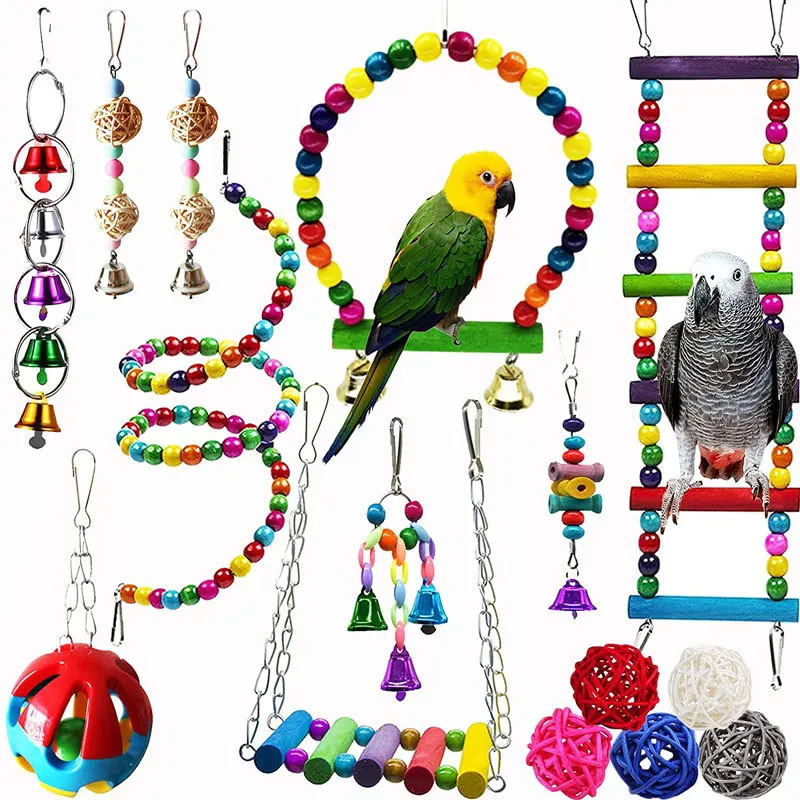 19 Pack Bird Toys Set Wholesale Parrot Bird Toys Chew Bird Products