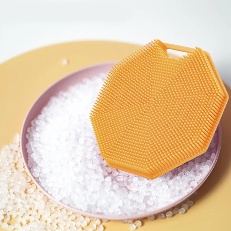 Handheld Octagonal Silicone Bath Brush with Suction Cup Baby Soft Silicone Body Shampoo Brush