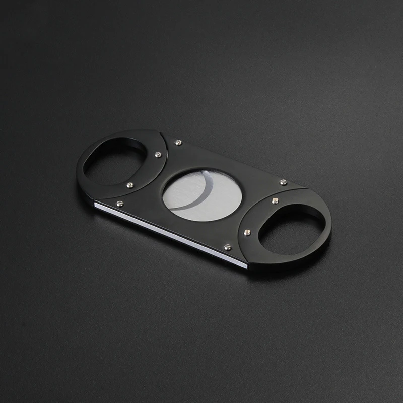 Хит продаж резак для сигар черного цвета двойные лезвия Гильотинный мини-резак с логотипом