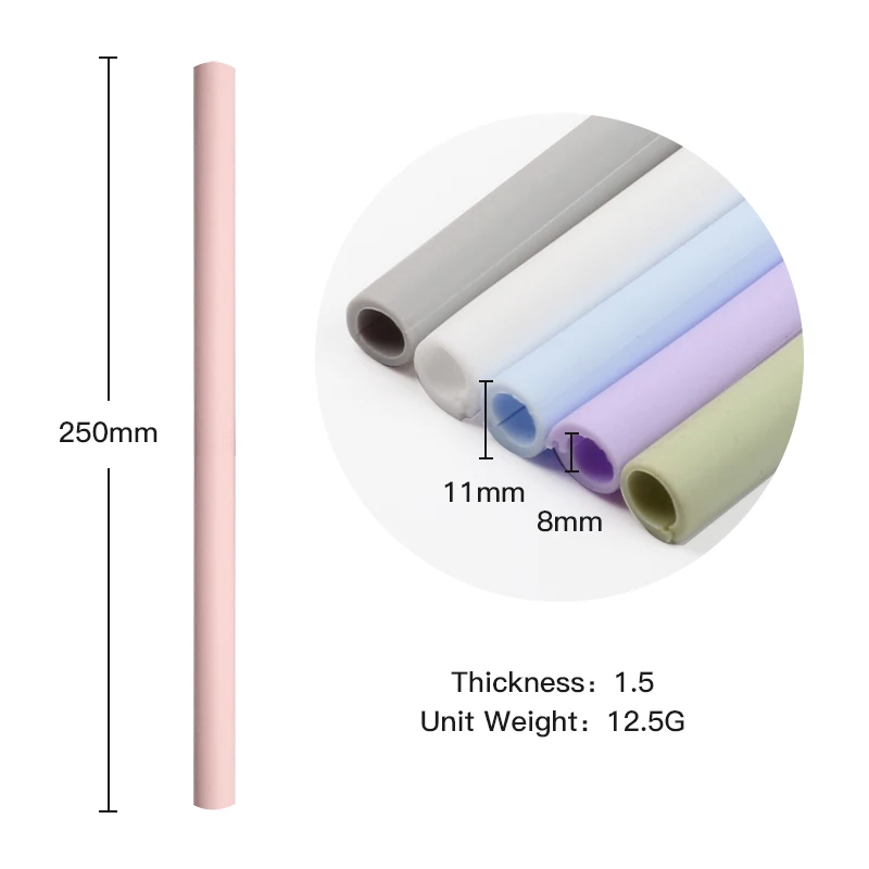 Food Grade Snap Folding  Custom Telescopic Reusable Silicone Zip Straw Drinkingeasy Clean With Case  For Kids