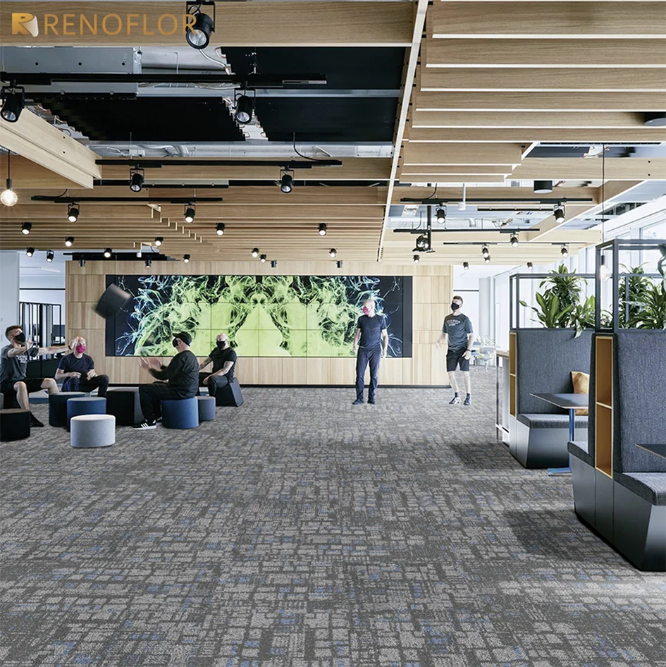 Luxury Commercial Office 50x50 Square Polypropylene Surface Bitumen Backing Office Room Interlocking Flooring Carpet Tiles