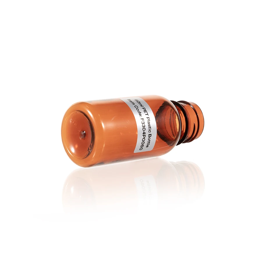 Wholesale Round Amber Small Container 60ml PET Plastic Syrup Bottles for Oral Liquid Packaging