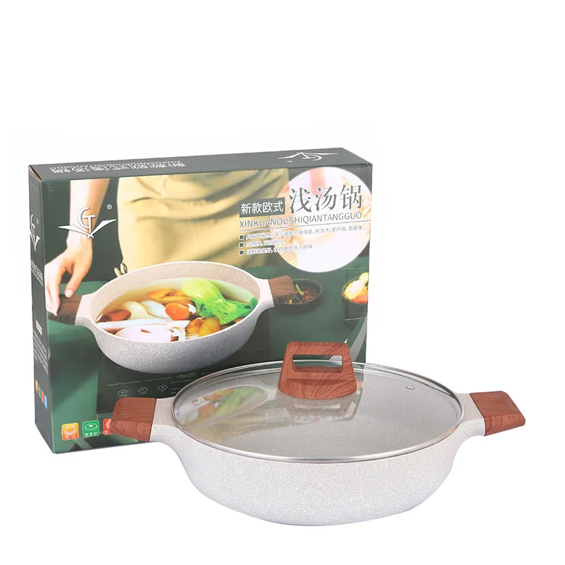 20/24/28/32CM Non-stick Steam Soup Pot Cast Aluminum Shallow Casserole Kitchenware Aluminum Cooking With Pot Steamer Soup Pot