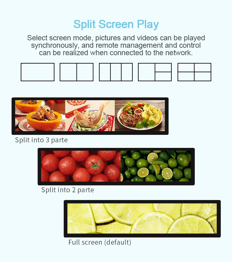 Hot Sales 23.1 Inch Stretched Bar Lcd Display Shelf Advertising Playing Equipment Digital Screen