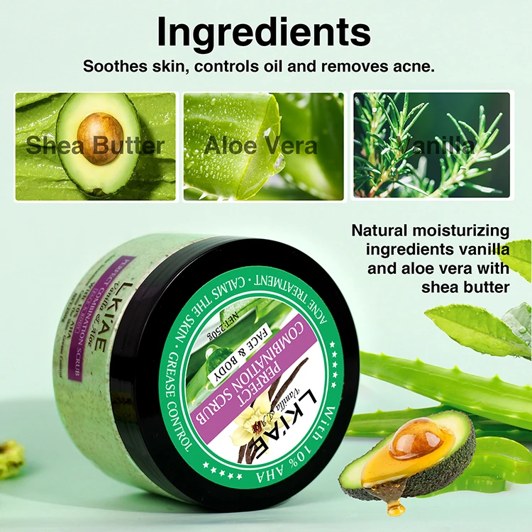 Wholesale Control Oil Smooth Skin Long-lasting Fragrance Organic Face&Body Scrub With Seaweed Sugar Tropical Plants Ingredient