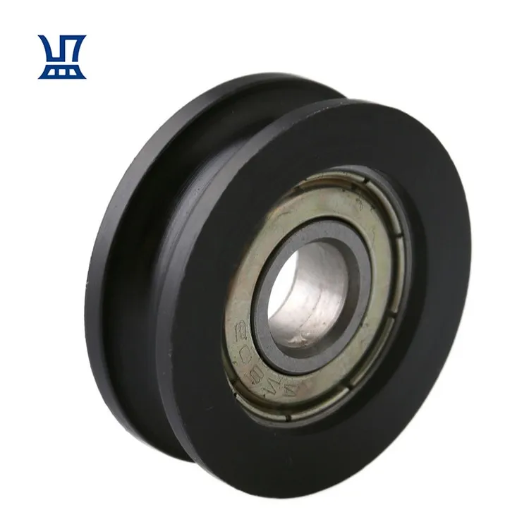 BQLZR Free Shipping 16Pcs U Plastic Coating Black Guide Pulley Bearing Steel Door Window Rollers Ball Bearing