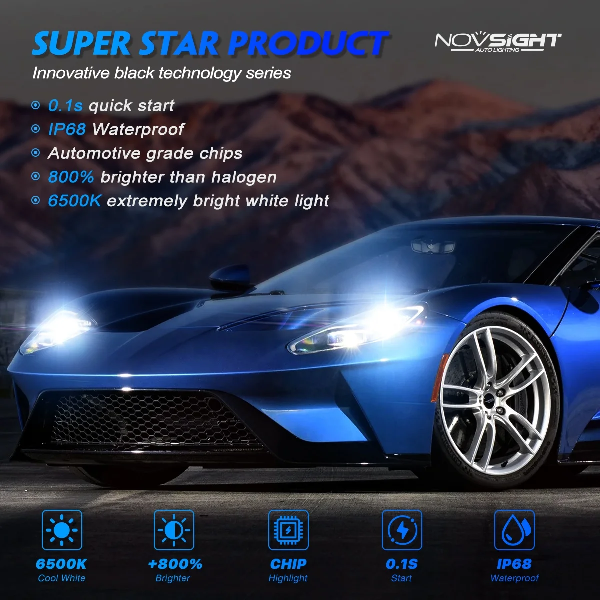 Novsight N60 Новинка супер высокая мощность 200 Вт 40000 люмен автомобильные аксессуары 9005 hb4 h7 h11 h4 светодиодные фары лампа