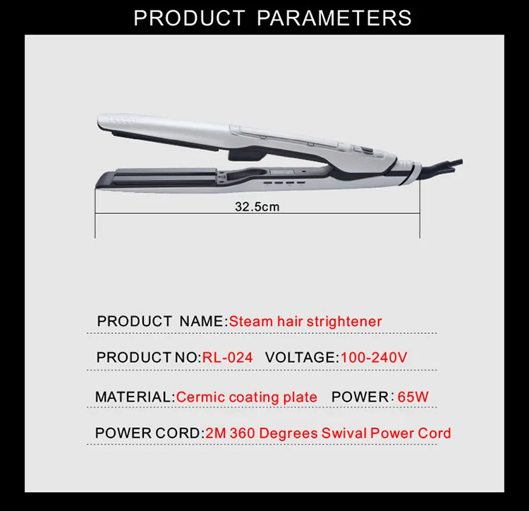 professional Steam Hair Straightening splint Hair Care Wide Plate Straightener household Salon Wet & Dry Styling Hair tool