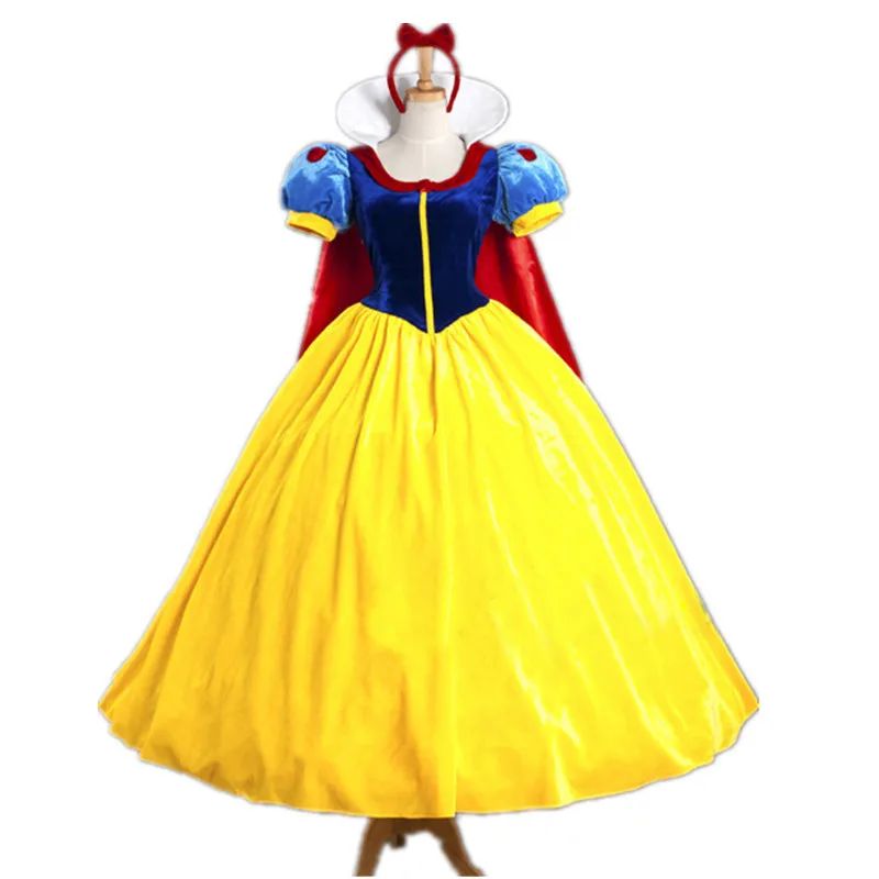 Adult Women Princess Snow White Dress Costume Christmas Cosplay Halloween Masquerade Stage Wear Clothing