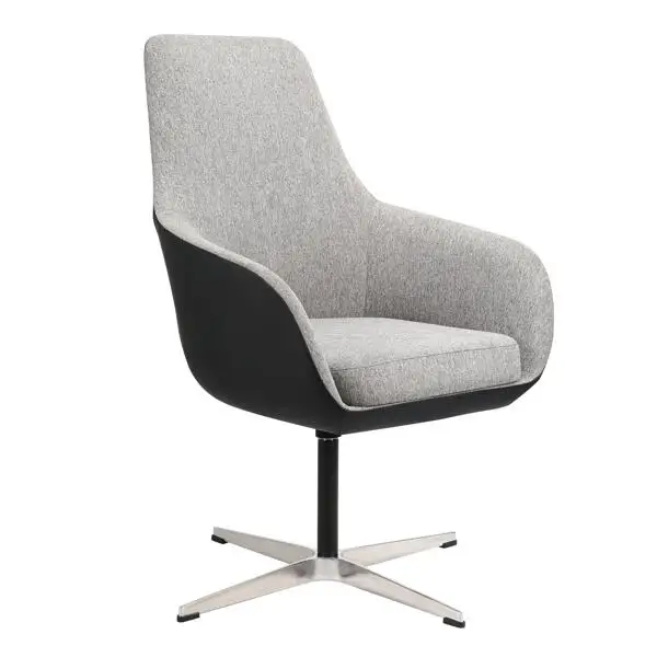 High back commercial lobby leisure grey fabric office waiting chair for reception room