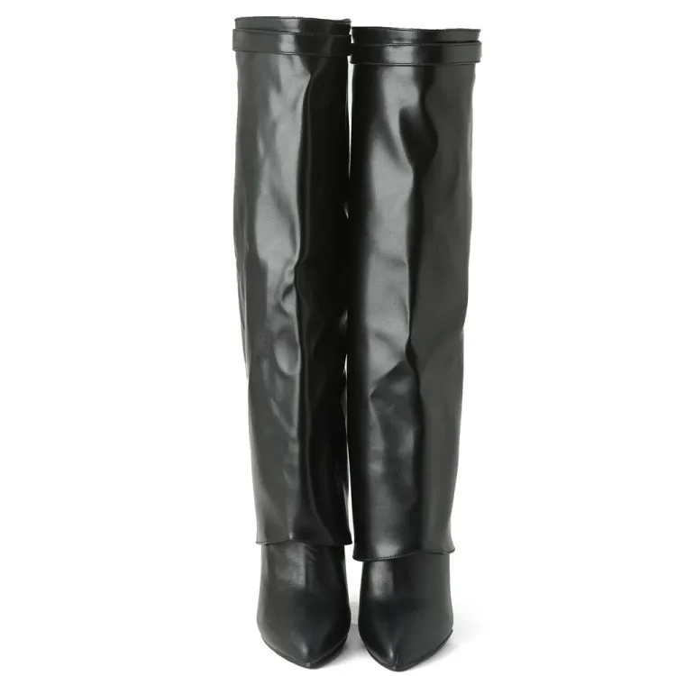 S094 настраиваемые длинные сапоги с запахом вокруг ремешка сапоги до колена на танкетке современные модные женские кожаные сапоги