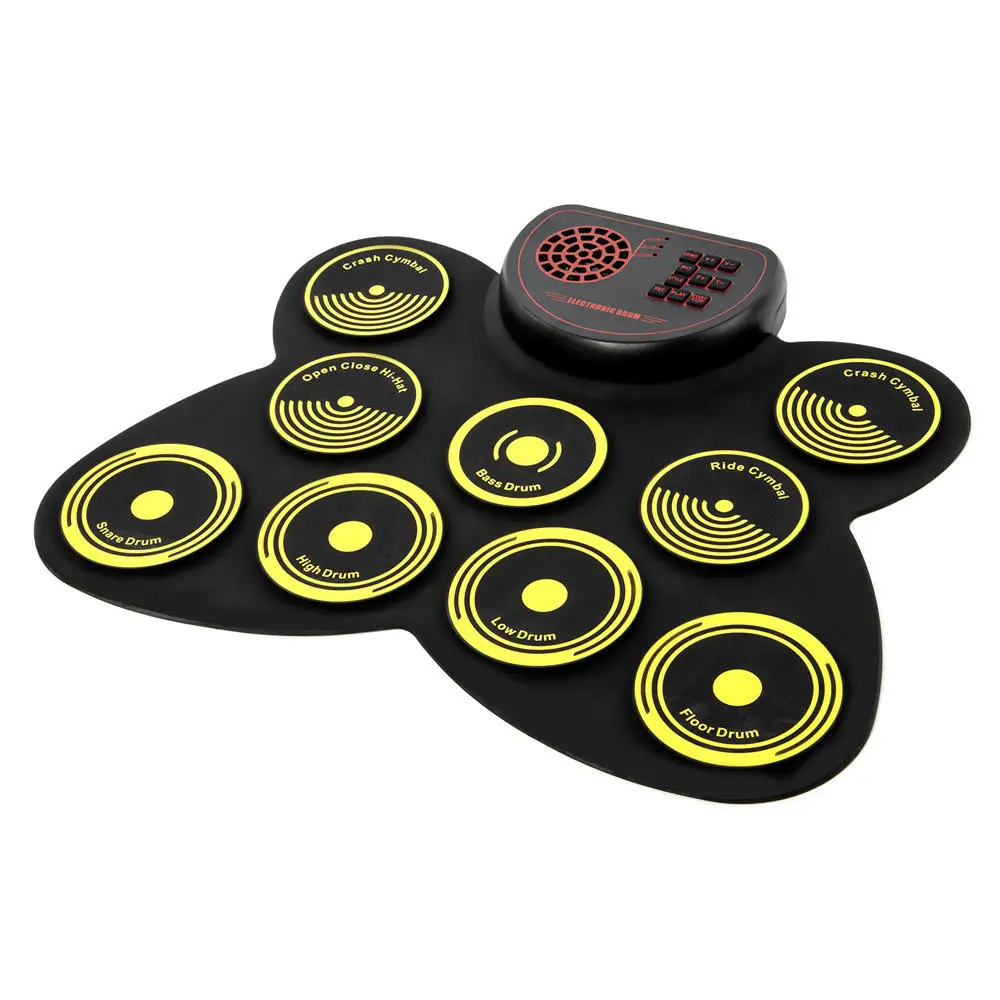 YIZHI Colorful Electronic Drum with Speaker Kids Musical Instrument Environmental Silicone Hand-rolled Digital Drum