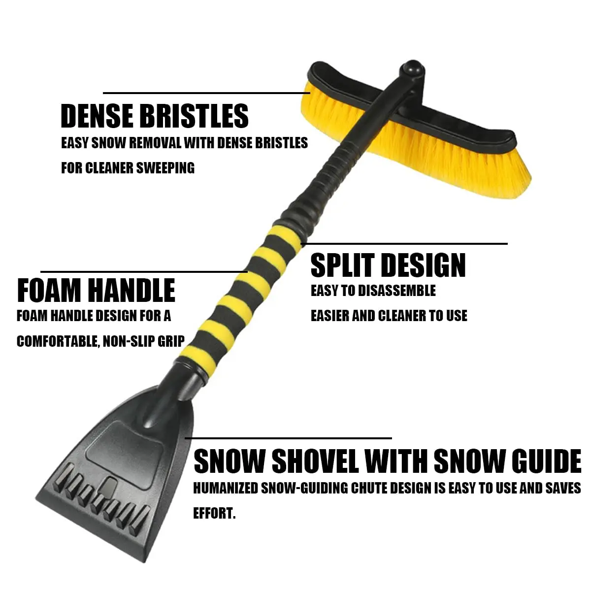 Snow Brush Ice Scraper,  Snow Removal Tool for Windshield, Auto Comfortable Foam  Brush Head for Cars Windows