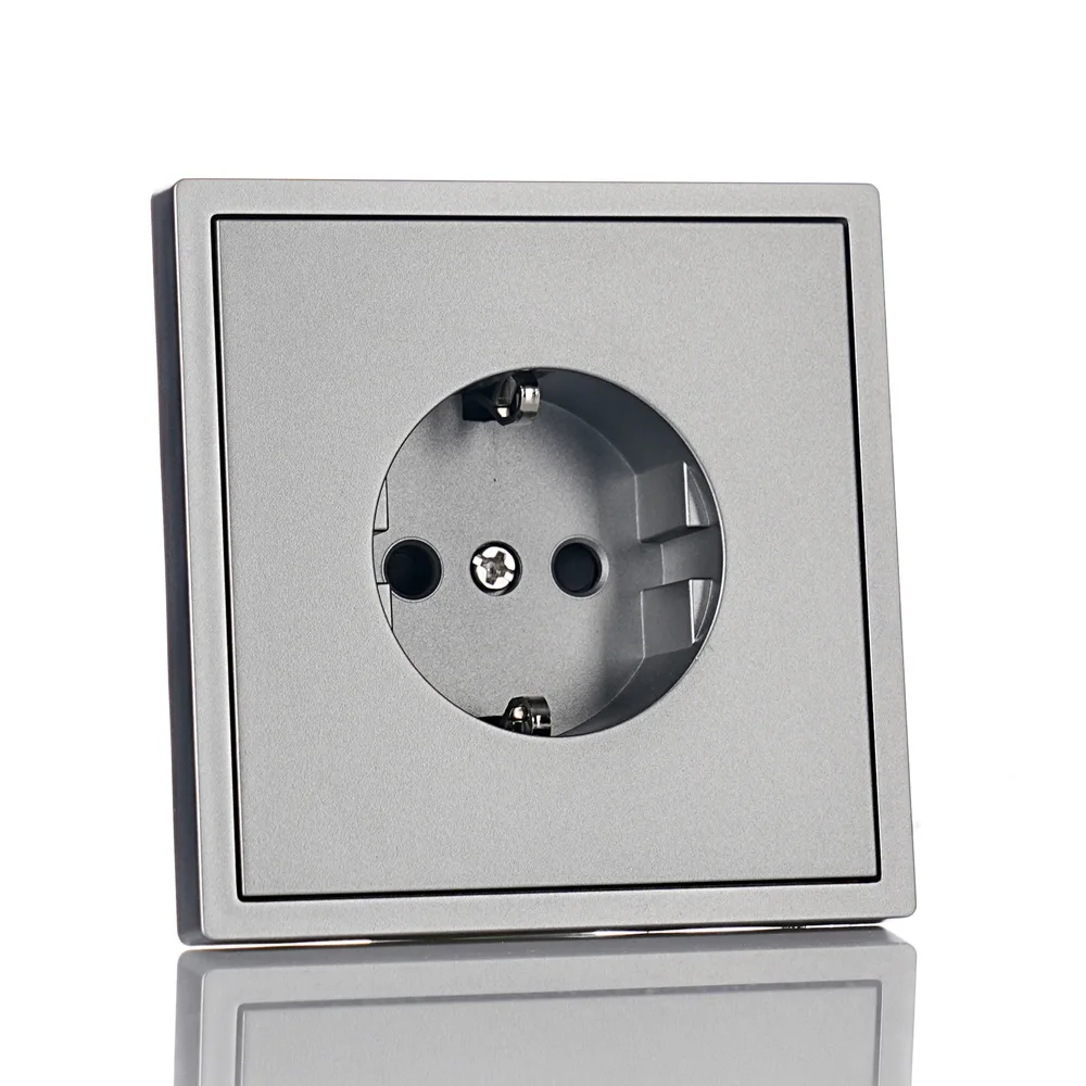 Wall Switches Residential EU Standard 80*80mm Square Wall Switches With Led Indicator White Black Grey Gold Color PC Plate Cover