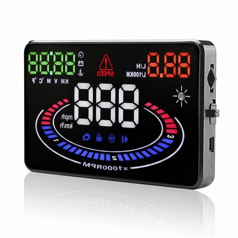 
5.5inch OBD2 Car Diagnostic Tool Car HUD E300 Mirror Head up Display Speed RPM Volt Water Temp Projector LED Channel Reflector 