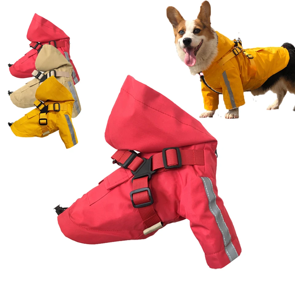 Coat for dog clothes apparel & accessories Reflective Stripe medium dog rain jacketsmall dog raincoat Pet rain