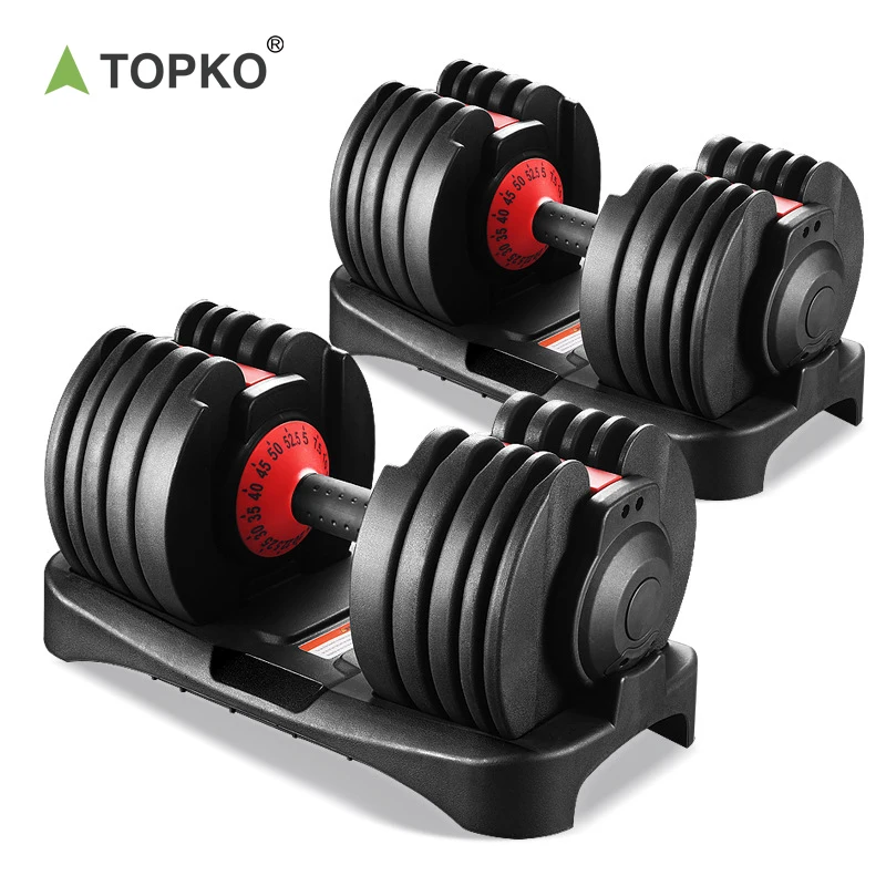TOPKO Adjustable Dumbbell 40kg 55LB 5 in 1 Single Dumbbells for Multiweight Options with Anti-Slip Metal Handle Adjust Weight