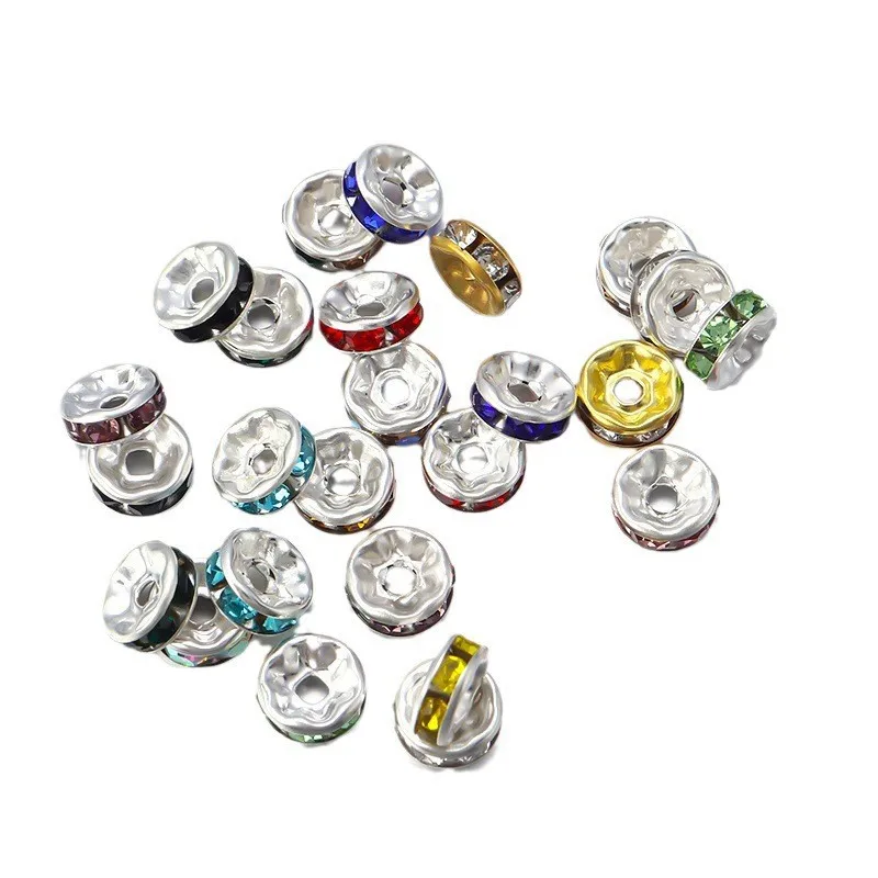 Wholesale 6/8/10mm Color Rhinestone Rondelles Beads Loose Spacer Crystal Beads for Jewelry Making DIY Handcrafts Accessories