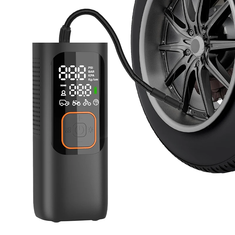 Newo New Product Portable Mini Car Tire Inflator Pump Black 12V Universal Gasoline Pump ABS Universal Mini Air Compressor