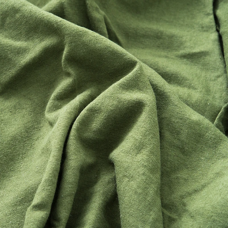 69/70 трикотажная травяная зеленая Высококачественная конопляная хлопковая трикотажная ткань для футболок
