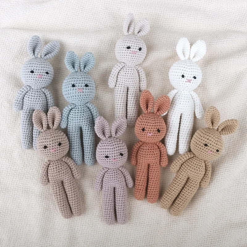 Wholesale Knitted Rabbit Crochet Animal Toys Handmade Knitted Animal Crochet Stuffed Toy.