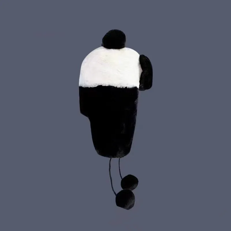 Winter Snow Pilot Hat Adult Women Girls Cute Plush Warm Ear Protection Panda Trapper Hat
