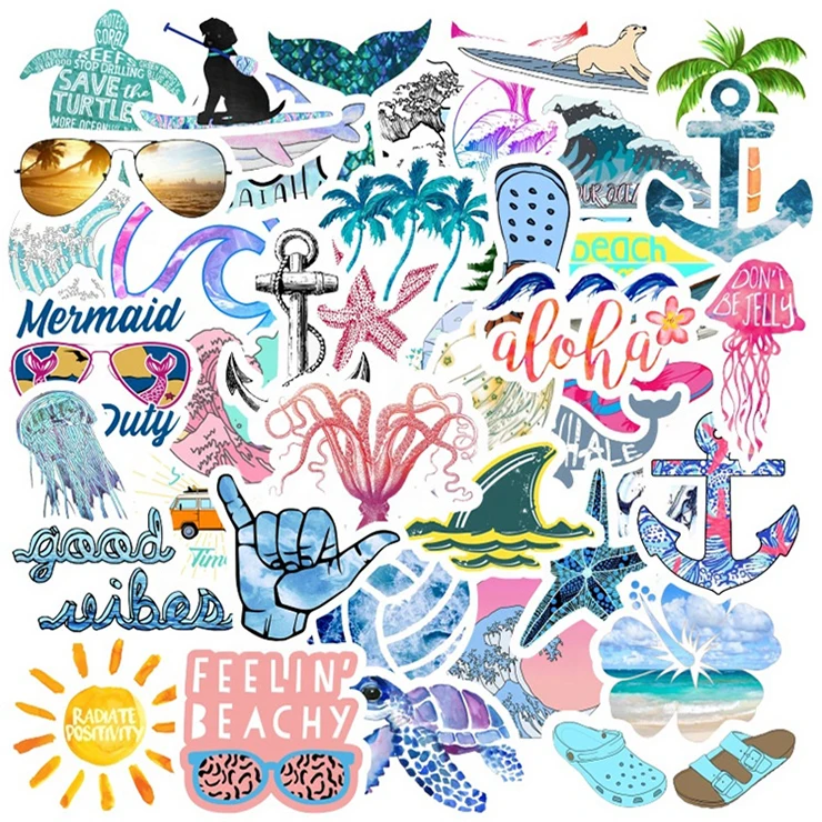 Popular Hawaii Surfing Beach Sea Styles Journal Sticker Wall Table Toys Stickers Anime Wall Stickers For Kids Room