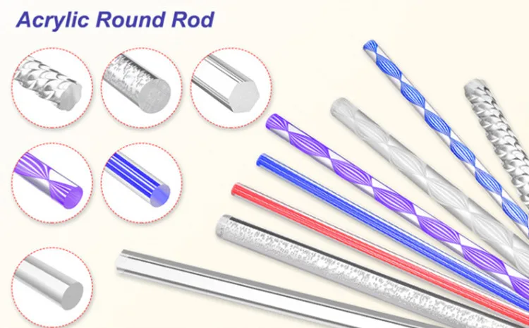 Optional Diameters Transparent Colored Solid Acrylic Glass Rod