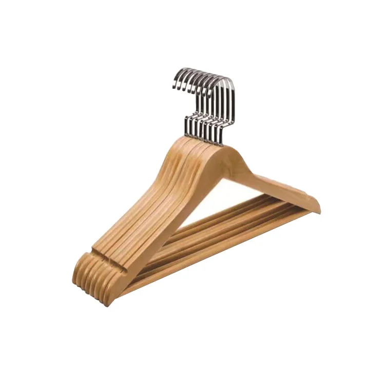 Solid Maple Wood Clothes Hanger Maple High-grade Raw Wooden Clothes Pants Set Hanger with Clips