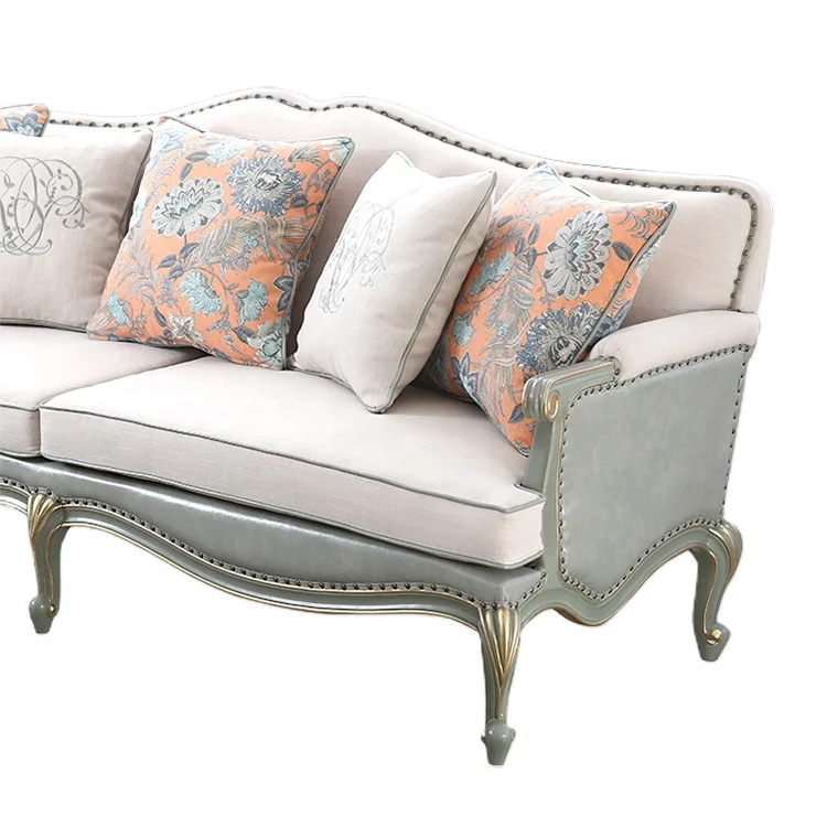 Factory direct price  Antique Classic American Style Linen Fabric Living Room Sofa